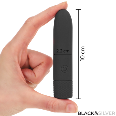 BLACK & SILVER - GERI USB RECARREGÁVEL VIBRATÓRIA BULLET 8 VIBRAÇÕES PRETO 10 X 2,2 CM - D-241919 - Dona Pimenta