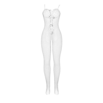 SUBBLIME - 951740 BODYSTOCKING BRANCO REDE DE ARRASTO SEM FUNDO COM LAOS TAMANHO ÃNICO - D-241323 - Dona Pimenta