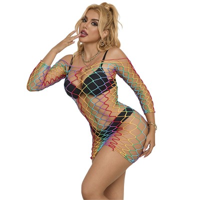 SUBBLIME - 952426 RAINBOW MANGA LONGA FISHNET BODYSTOCKING TAMANHO ÃNICO - D-241391 - Dona Pimenta