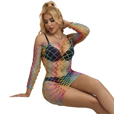 SUBBLIME - 952426 RAINBOW MANGA LONGA FISHNET BODYSTOCKING TAMANHO ÃNICO - D-241391 - Dona Pimenta