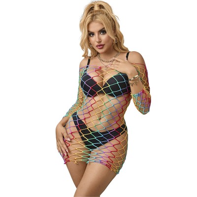 SUBBLIME - 952426 RAINBOW MANGA LONGA FISHNET BODYSTOCKING TAMANHO ÃNICO - D-241391 - Dona Pimenta