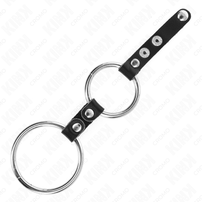 KINK - ANEL DUPLO PARA PÉNIS DE 3,8 CM A 5 CM CONECTADO POR COURO - D-241271 - Dona Pimenta