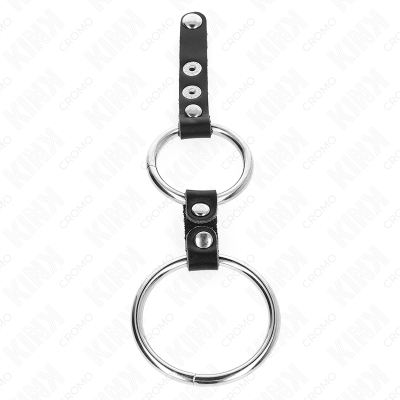 KINK - ANEL DUPLO PARA PÉNIS DE 3,8 CM A 5 CM CONECTADO POR COURO - D-241271 - Dona Pimenta