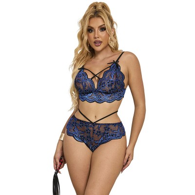 SUBBLIME - 954079 SUTIÃ + CALCINHA RENDA AZUL L/XL - D-242184 - Dona Pimenta