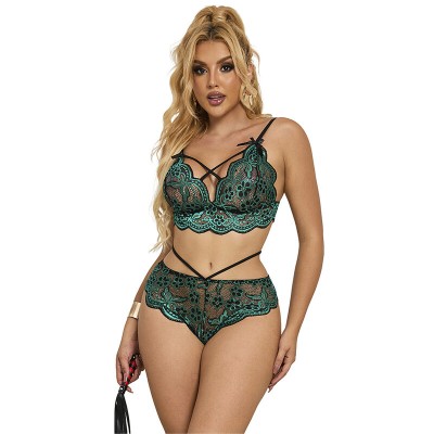 SUBBLIME - 954093 SUTIÃ + CALCINHA RENDA VERDE L/XL - D-242186 - Dona Pimenta