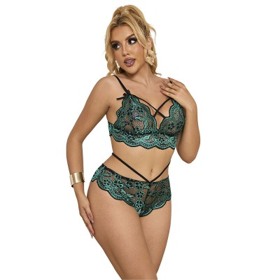 SUBBLIME - 954093 SUTIÃ + CALCINHA RENDA VERDE L/XL - D-242186 - Dona Pimenta