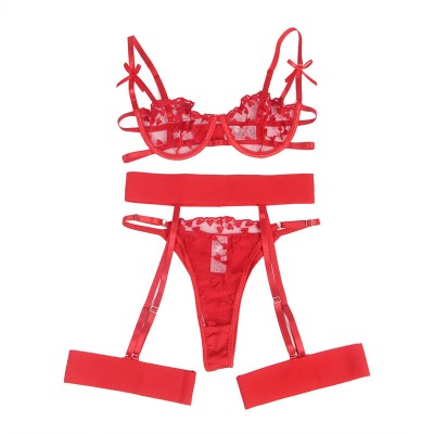 SUBBLIME - 954338 SUTIÃ COM ESTAMPA DE CORAÇÃO + TANGA + CINTO-LIGA VERMELHO L/XL - D-242212 - Dona Pimenta