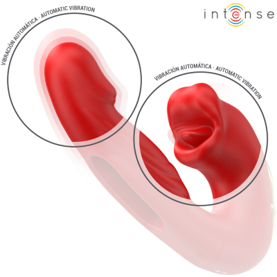 INTENSE - NATHY DUPLO VIBRADOR COM BOCA MULTIFUNCIONAL ESTIMULANTE VERMELHO - D-242086 - Dona Pimenta