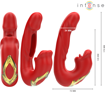 INTENSE - NATHY DUPLO VIBRADOR COM BOCA MULTIFUNCIONAL ESTIMULANTE VERMELHO - D-242086 - Dona Pimenta