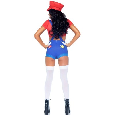 LEG AVENUE - FANTASIA SEXY MARIO BROS VERMELHO/AZUL M - D-242011 - Dona Pimenta