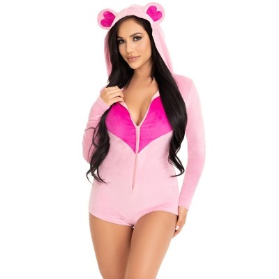 LEG AVENUE - BODY URSO DE VELUDO ROSA S - D-242025 - Dona Pimenta