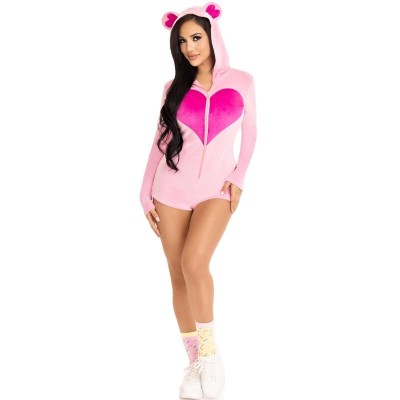 LEG AVENUE - BODY URSO DE VELUDO ROSA S - D-242025 - Dona Pimenta