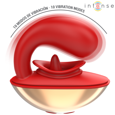 INTENSE - VIBRADOR E ESTIMULADOR MARIAH EM FORMATO U 10 VIBRAÇÕES VERMELHO - D-242084 - Dona Pimenta