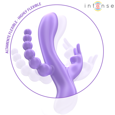 INTENSE - MIKO TRIPLO VIBRADOR COELHO & ESTIMULADOR & ANAL 7 VIBRAÇÕES ROXO - D-242085 - Dona Pimenta