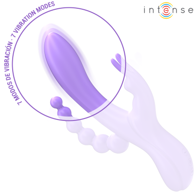 INTENSE - MIKO TRIPLO VIBRADOR COELHO & ESTIMULADOR & ANAL 7 VIBRAÇÕES ROXO - D-242085 - Dona Pimenta