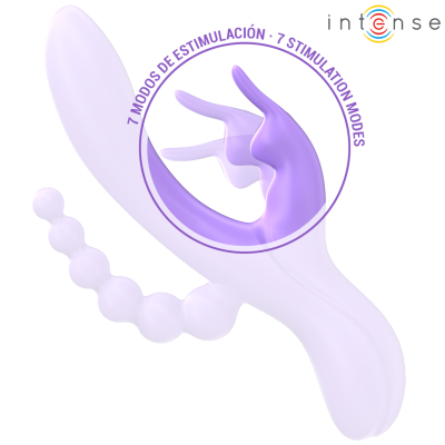 INTENSE - MIKO TRIPLO VIBRADOR COELHO & ESTIMULADOR & ANAL 7 VIBRAÇÕES ROXO - D-242085 - Dona Pimenta