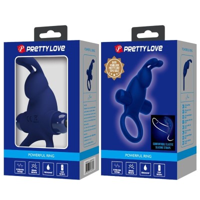 PRETTY LOVE - JIRO ANEL DE COELHO COM VIBRAO AZUL - D-239929 - Dona Pimenta