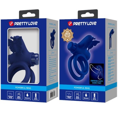 PRETTY LOVE - JAMELE ANEL DUPLO COM ESTIMULADOR DE VIBRAO E BORBOLETA AZUL - D-239931 - Dona Pimenta