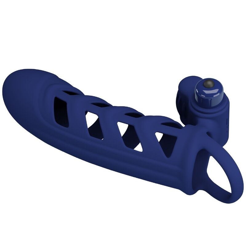 PRETTY LOVE - ALTAF ANEL VIBRADOR COM BAINHA DE SILICONE AZUL - D-239937 - Dona Pimenta