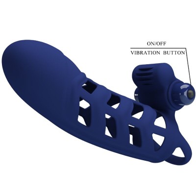 PRETTY LOVE - ALTAF ANEL VIBRADOR COM BAINHA DE SILICONE AZUL - D-239937 - Dona Pimenta