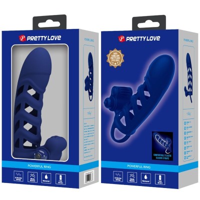 PRETTY LOVE - ALTAF ANEL VIBRADOR COM BAINHA DE SILICONE AZUL - D-239937 - Dona Pimenta