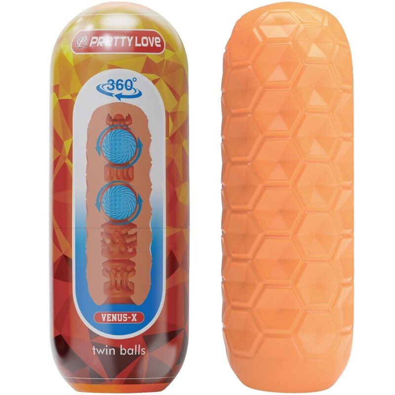 PRETTY LOVE - TWIN BALLS MASTURBADOR MASCULINO LARANJA - D-241873 - Dona Pimenta