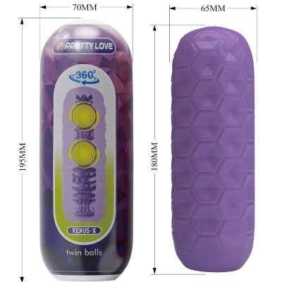 PRETTY LOVE - MASTURBADOR MASCULINO TWIN BALLS ROXO - D-241902 - Dona Pimenta