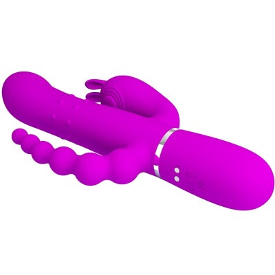 PRETTY LOVE - CAMMY VIBRADOR TRIPLO MULTIFUNCIONAL 4 EM 1 ROSA - D-241871 - Dona Pimenta