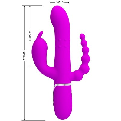 PRETTY LOVE - CAMMY VIBRADOR TRIPLO MULTIFUNCIONAL 4 EM 1 ROSA - D-241871 - Dona Pimenta