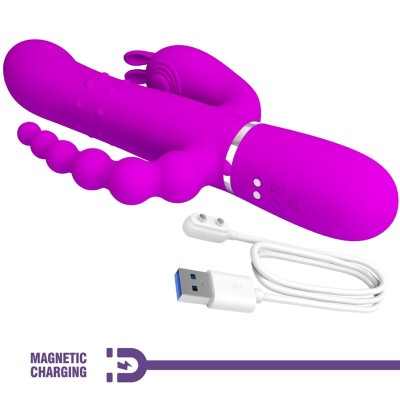 PRETTY LOVE - CAMMY VIBRADOR TRIPLO MULTIFUNCIONAL 4 EM 1 ROSA - D-241871 - Dona Pimenta