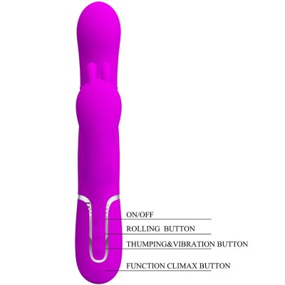 PRETTY LOVE - CAMMY VIBRADOR TRIPLO MULTIFUNCIONAL 4 EM 1 ROSA - D-241871 - Dona Pimenta