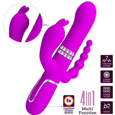 PRETTY LOVE - CAMMY VIBRADOR TRIPLO MULTIFUNCIONAL 4 EM 1 ROSA - D-241871 - Dona Pimenta