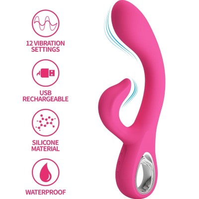 PRETTY LOVE - FRITZ RABBIT VIBRADOR 12 VIBRAÃÃES ROSA - D-241883 - Dona Pimenta