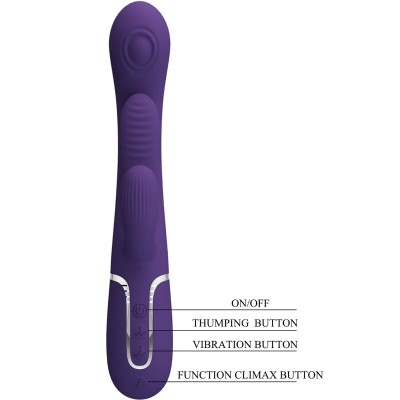 PRETTY LOVE - SHANIA TRIPLE RABBIT VIBRADOR MULTIFUNCIONAL ROXO - D-241887 - Dona Pimenta