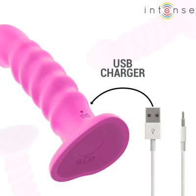 INTENSE - CINDY VIBRADOR TAMANHO L DESIGN ESPIRAL 10 VIBRAÇÕES ROSA CONTROLE REMOTO - D-241970 - Dona Pimenta