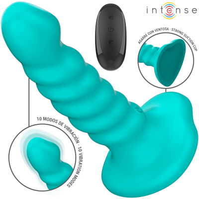 INTENSE - BUFFY VIBRADOR TAMANHO S DESIGN ESPIRAL 10 VIBRAÇÕES CONTROLE REMOTO AZUL - D-241971 - Dona Pimenta