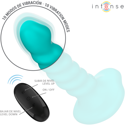 INTENSE - BUFFY VIBRADOR TAMANHO S DESIGN ESPIRAL 10 VIBRAÇÕES CONTROLE REMOTO AZUL - D-241971 - Dona Pimenta