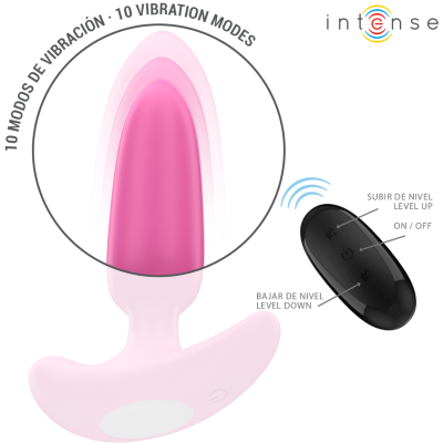 INTENSE - ROSS ANAL PLUG 10 VIBRAÇÕES ROSA CONTROLE REMOTO - D-241962 - Dona Pimenta