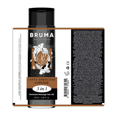 BRUMA - ÓLEO DE MASSAGEM PREMIUM EFEITO CALOR SABOR CUPCAKE 3 EM 1 - 100 ML - D-241764 - Dona Pimenta