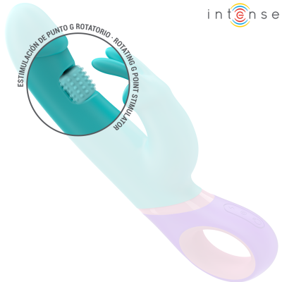 INTENSE - MONICA RABBIT VIBRADOR COM ESTIMULADOR G-SPOT ROTATIVO AZUL - D-241960 - Dona Pimenta