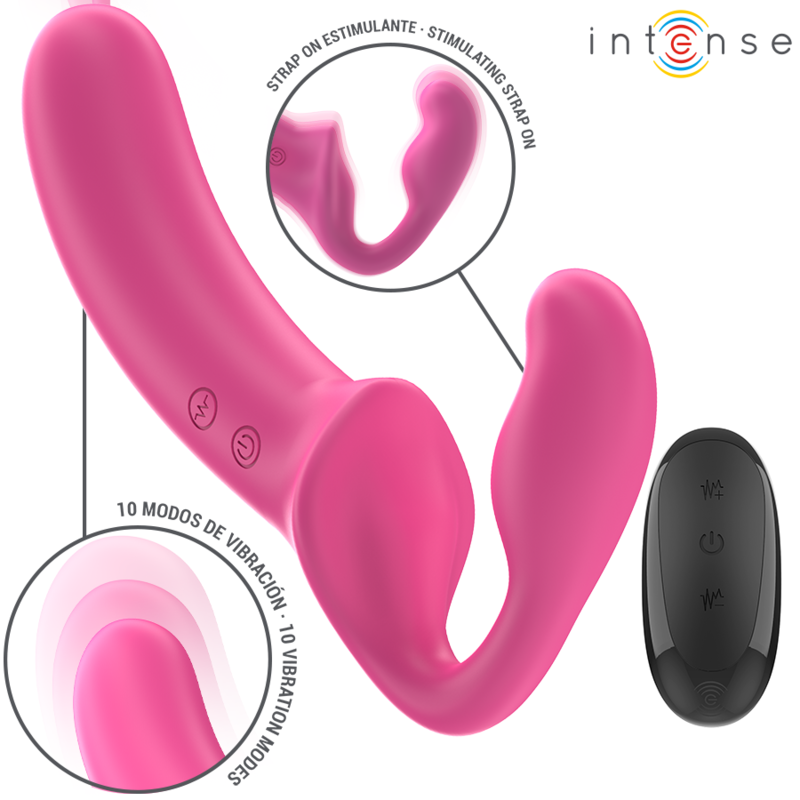 INTENSE - AMY DOUBLE VIBRATOR 20 CM ROSA CONTROLE REMOTO - D-241957 - Dona Pimenta