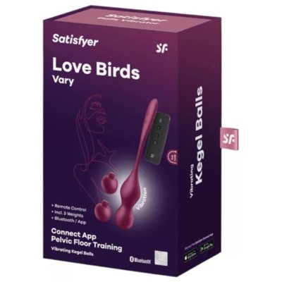 SATISFYER - LOVE BIRDS VARY BOLAS VIBRATÓRIAS APLICATIVO GRATUITO VINHO TINTO - D-240522 - Dona Pimenta