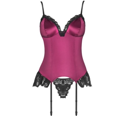 LIVCO CORSETTI FASHION - AGRAFENA CF 90436 CORSET + TANGA BORGONHA S/M - D-242314 - Dona Pimenta