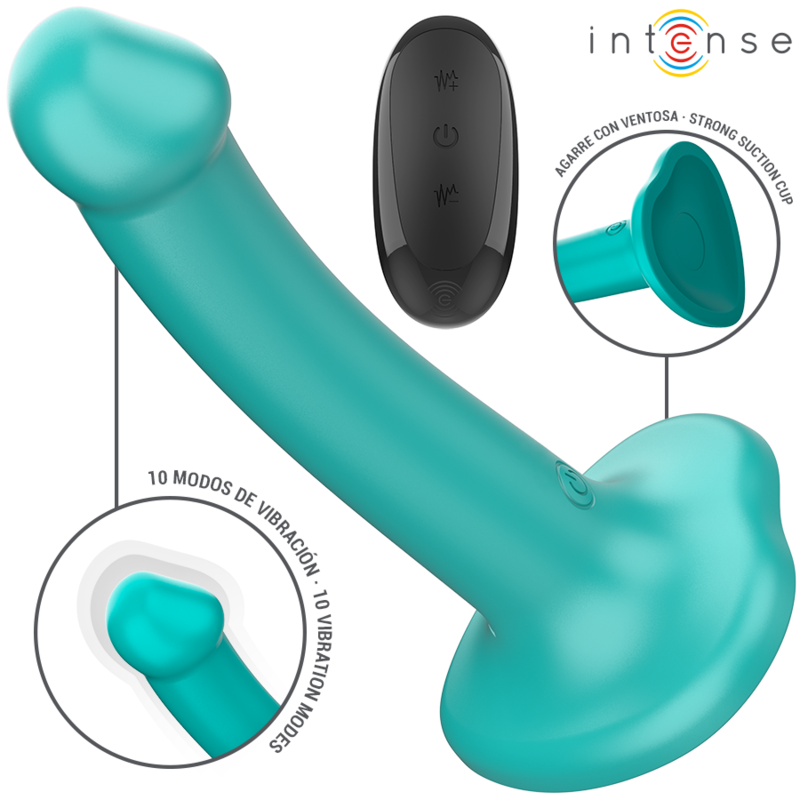 INTENSE - KATIE VIBRADOR COM VENTOSA 10 VIBRAÇÕES AZUL CONTROLE REMOTO - D-241984 - Dona Pimenta