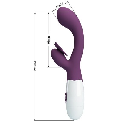 PRETTY LOVE - BUTTERFLY KISS VIBRADOR DE COELHO E ESTIMULADOR DE PONTO G ROXO - D-239771 - Dona Pimenta