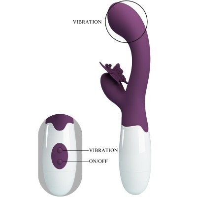 PRETTY LOVE - BUTTERFLY KISS VIBRADOR DE COELHO E ESTIMULADOR DE PONTO G ROXO - D-239771 - Dona Pimenta