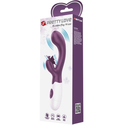 PRETTY LOVE - BUTTERFLY KISS VIBRADOR DE COELHO E ESTIMULADOR DE PONTO G ROXO - D-239771 - Dona Pimenta