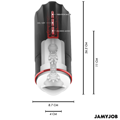 JAMYJOB - MASTURBADOR BOCAL AUTOMÁTICO MEGABITE 5 MODOS DE SUCÇÃO E VIBRAÇÃO - D-241554 - Dona Pimenta