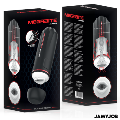 JAMYJOB - MASTURBADOR BOCAL AUTOMÁTICO MEGABITE 5 MODOS DE SUCÇÃO E VIBRAÇÃO - D-241554 - Dona Pimenta