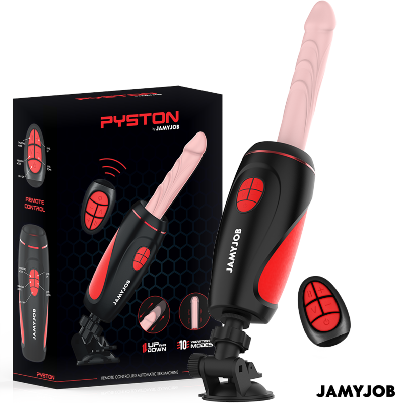 JAMYJOB - MASTURBADOR AUTOMÁTICO BASE PYSTON COM DILDO DE CONTROLE REMOTO - D-241560 - Dona Pimenta